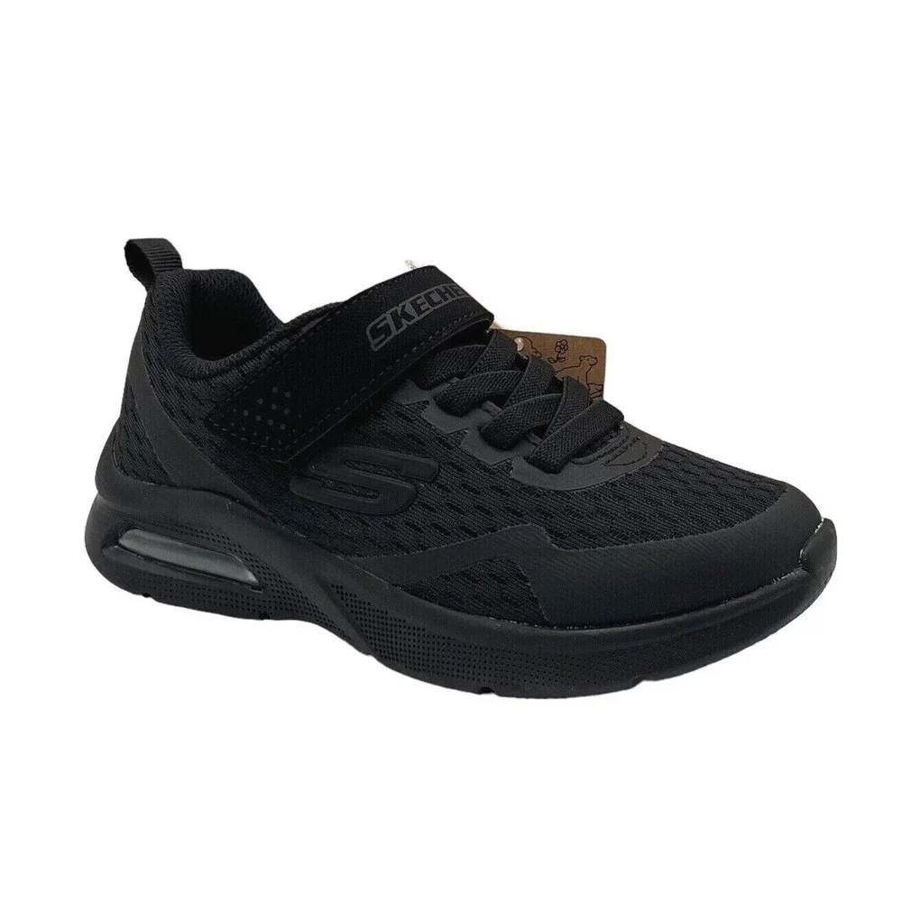 Skechers MicroSpec Max Youth Boys Slip-on Sneaker Size 1 Solid Black Shoes